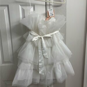 White Ruffle Tulle Dress